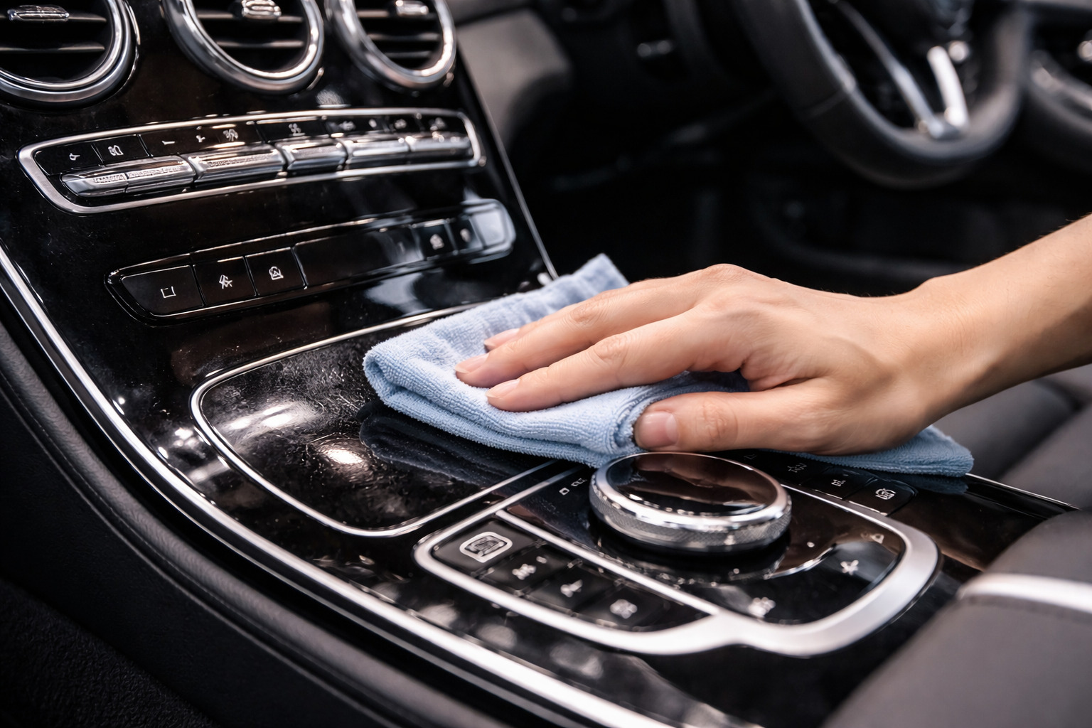 ベンツの内装クリーニングの様子